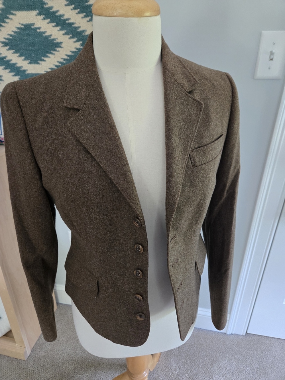 Women's Brown Tailored Wool Blend Blazer J. G. Hook Natural Fiber Size 8